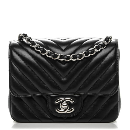 Chanel Lambskin Chevron Quilted Mini Square Flap Black 1 of 7