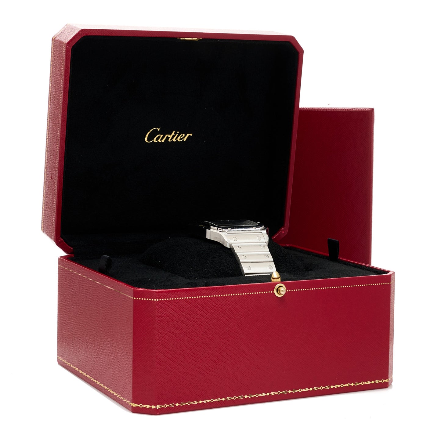 Stainless Steel 39.8mm Santos De Cartier Automatic Watch Blue
