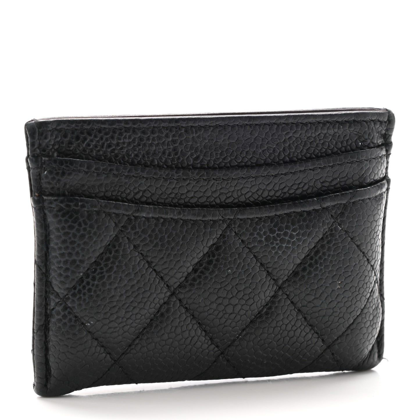 Caviar Quilted Card Holder Black