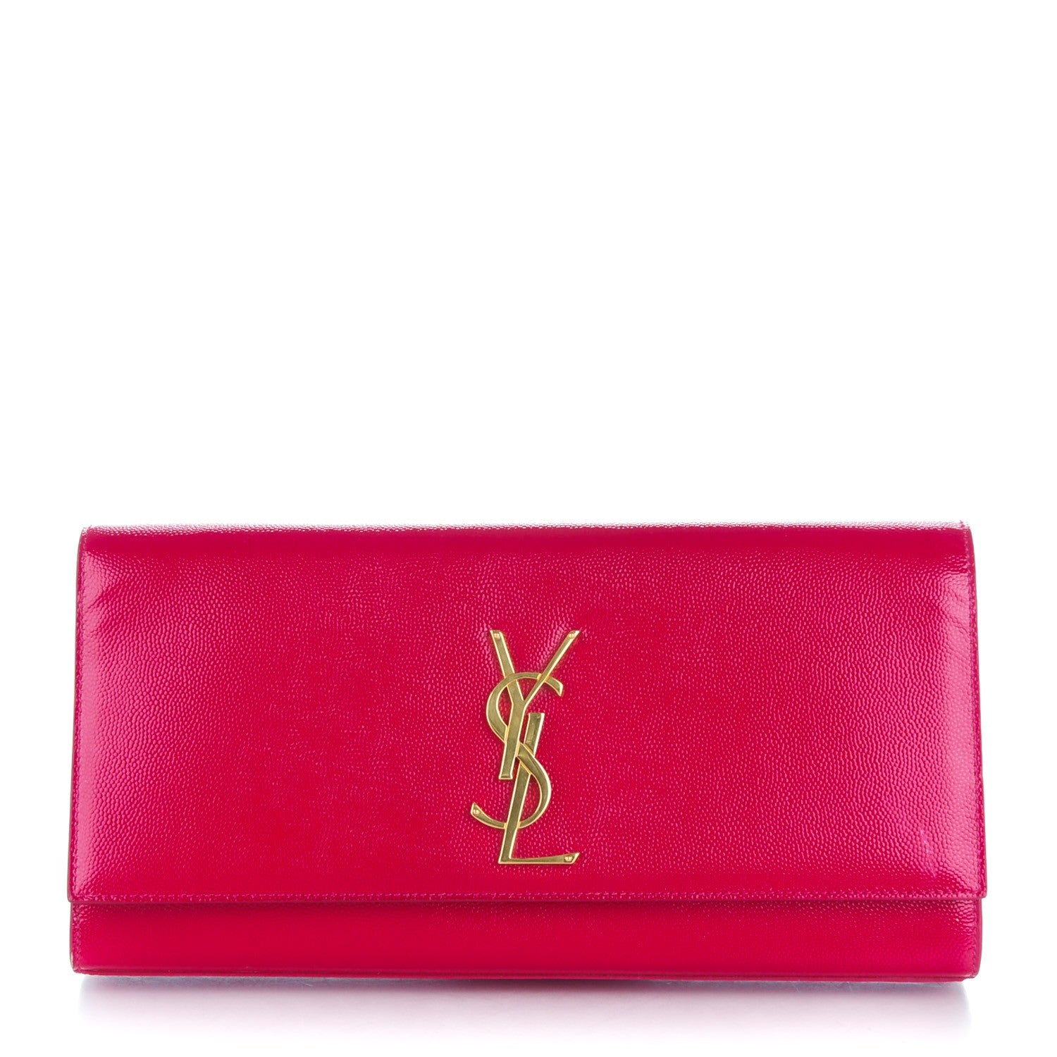 Saint Laurent Textured Patent Calfskin Classic Monogram Clutch Fuchsia 1 of 6