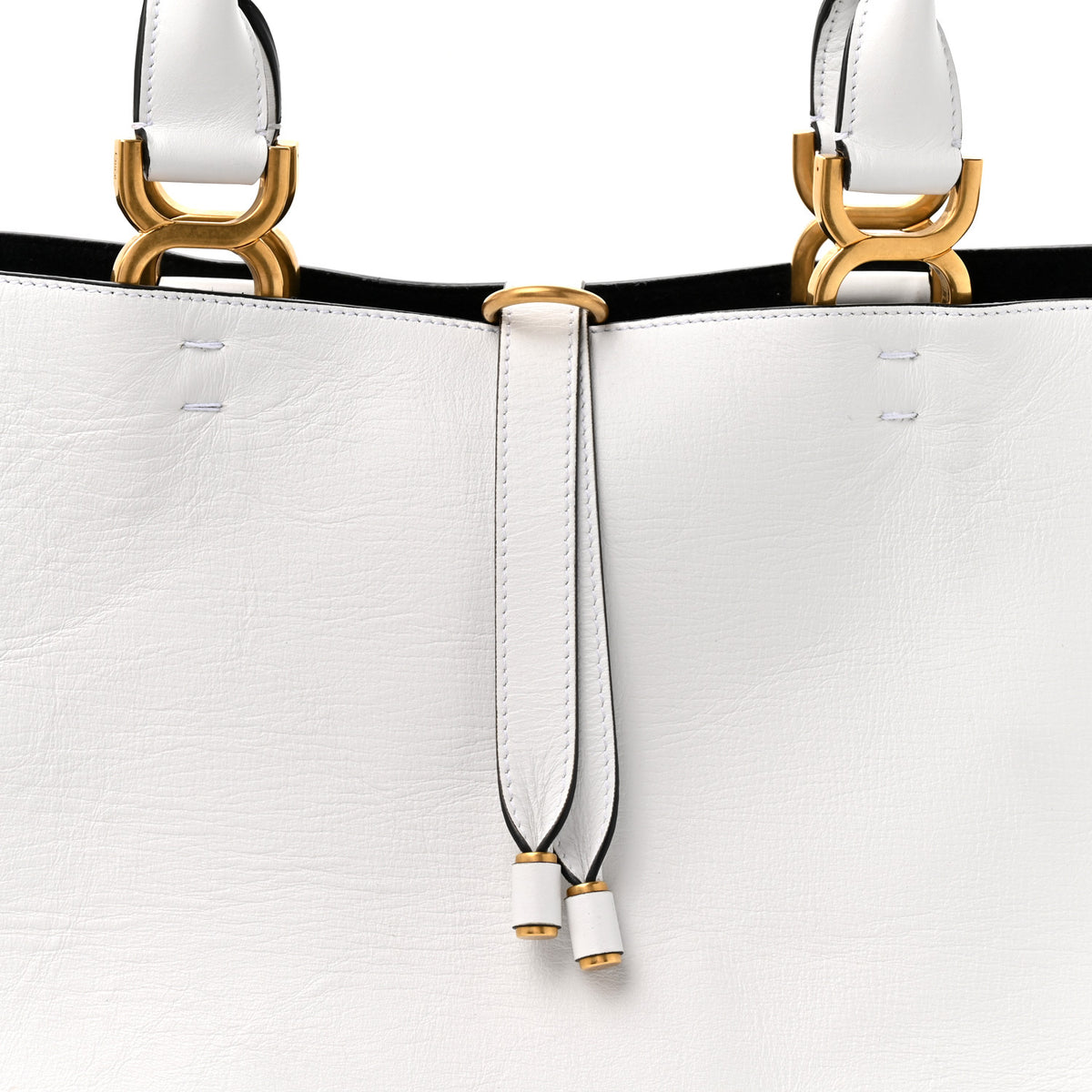 Calfskin Small Marcie Tote White