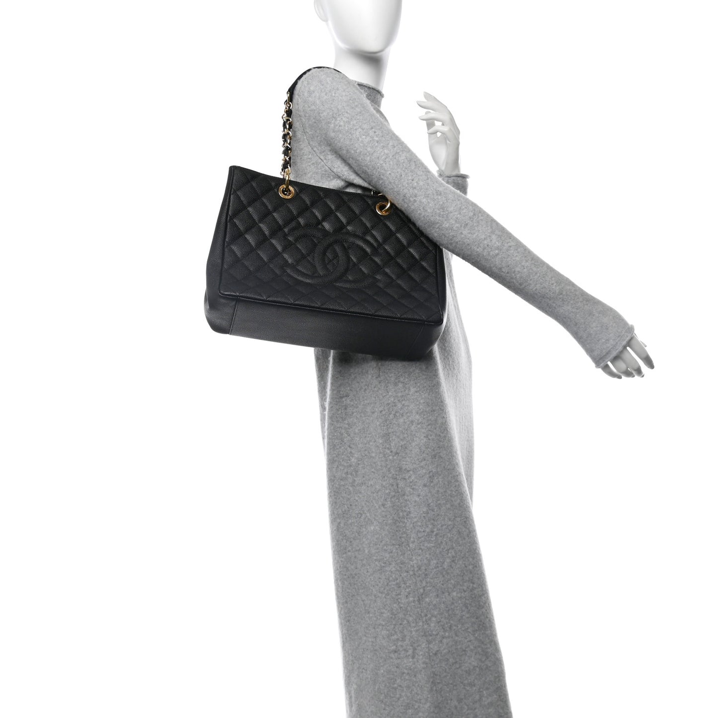 Caviar Quilted Grand Shopping Tote GST Black