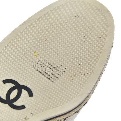 Chanel Toile Cap Toe Espadrille Wedges 36.5 Beige Black 12 of 17