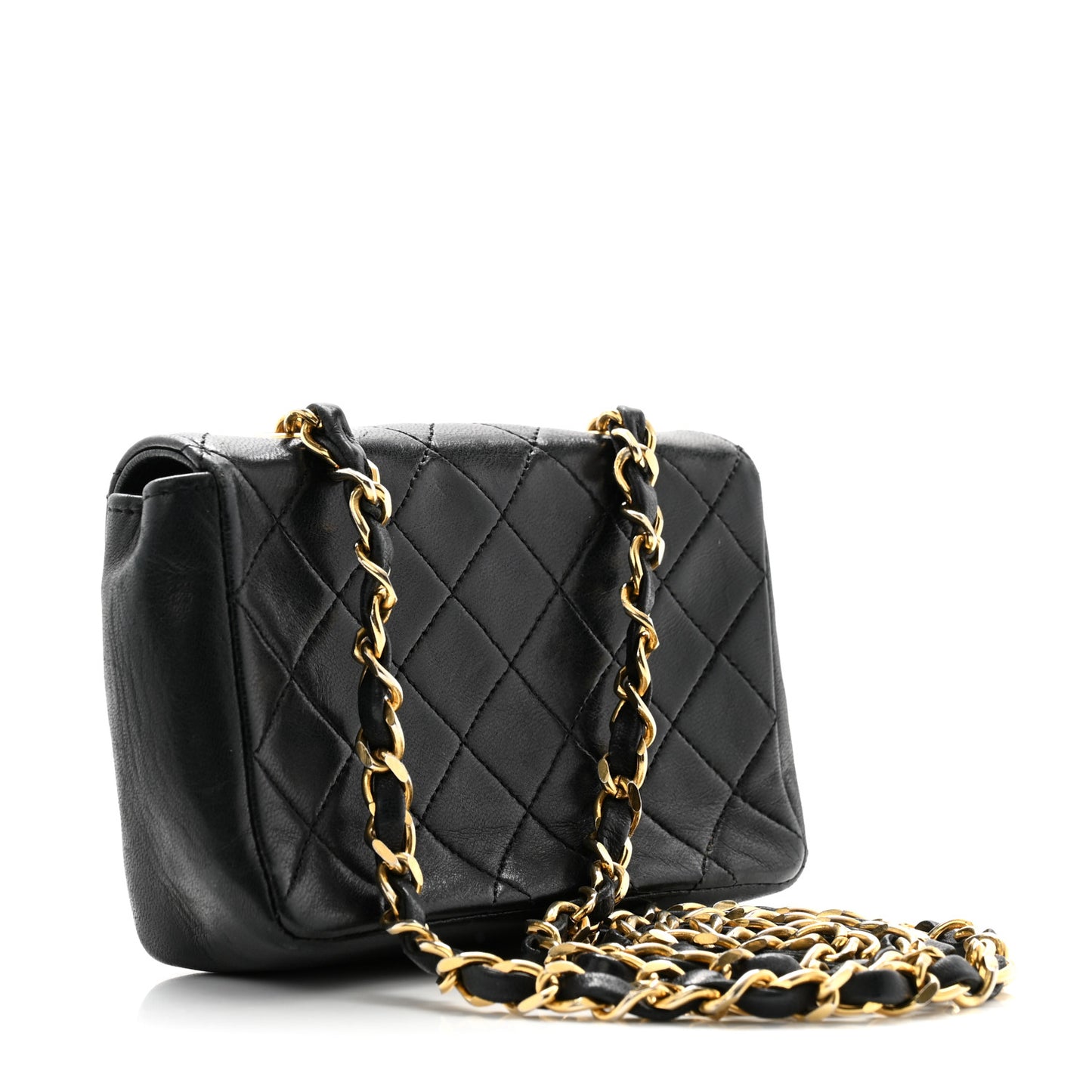 Lambskin Quilted Extra Mini Flap Black
