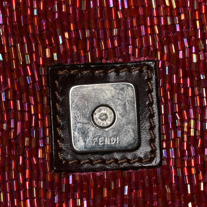 Fendi Beaded Baguette Red Pink 12 of 21