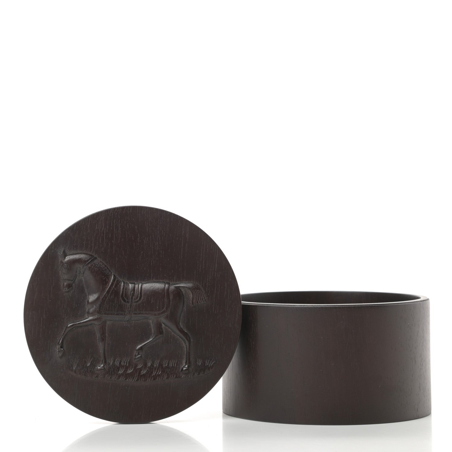 Hermes Mahogany Wood Cheval a la Couverture Twilly Box Acajou Ebenise 5 of 11