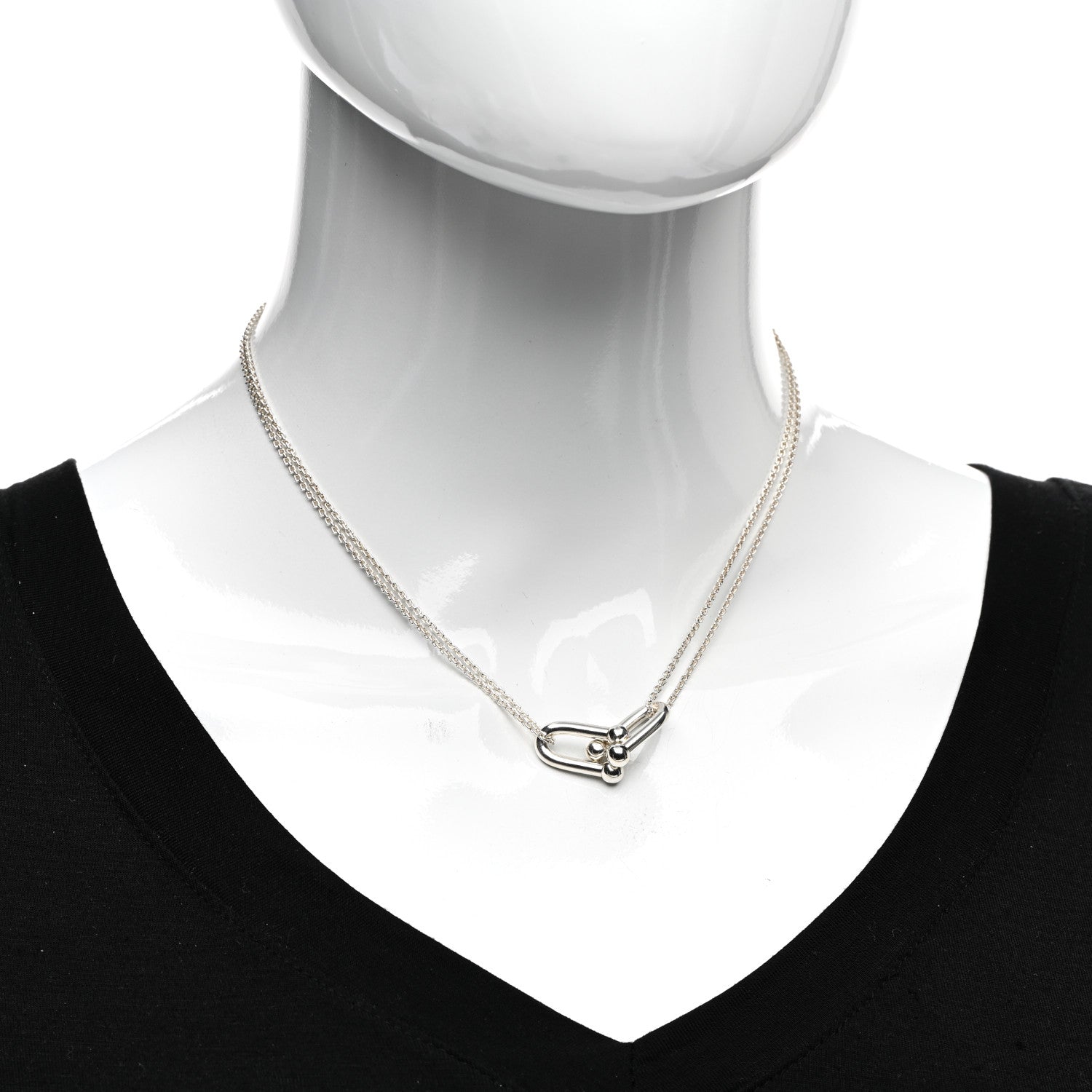 Tiffany Sterling Silver Double HardWear Link Pendant Necklace 2 of 4