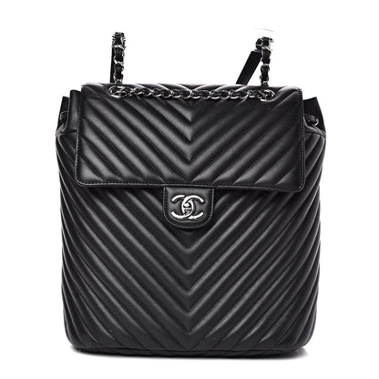 Chanel Calfskin Chevron Quilted Large Urban Spirit Backpack Black 1 of 15
