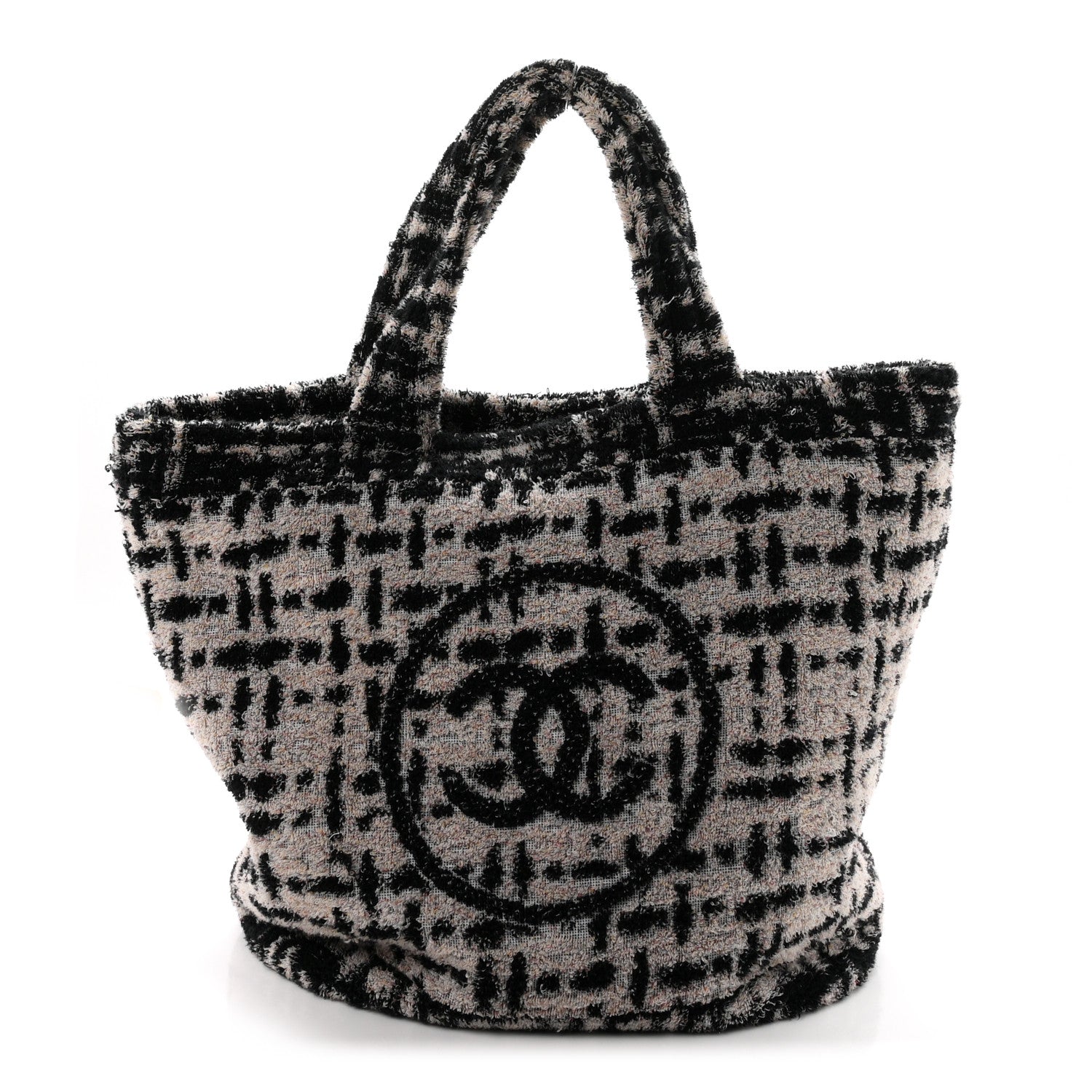 Chanel Terry Cotton CC Beach Tote Towel Set White Black 1 of 11