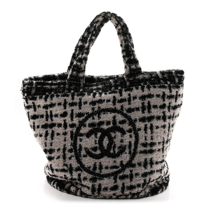 Chanel Terry Cotton CC Beach Tote Towel Set White Black 1 of 11