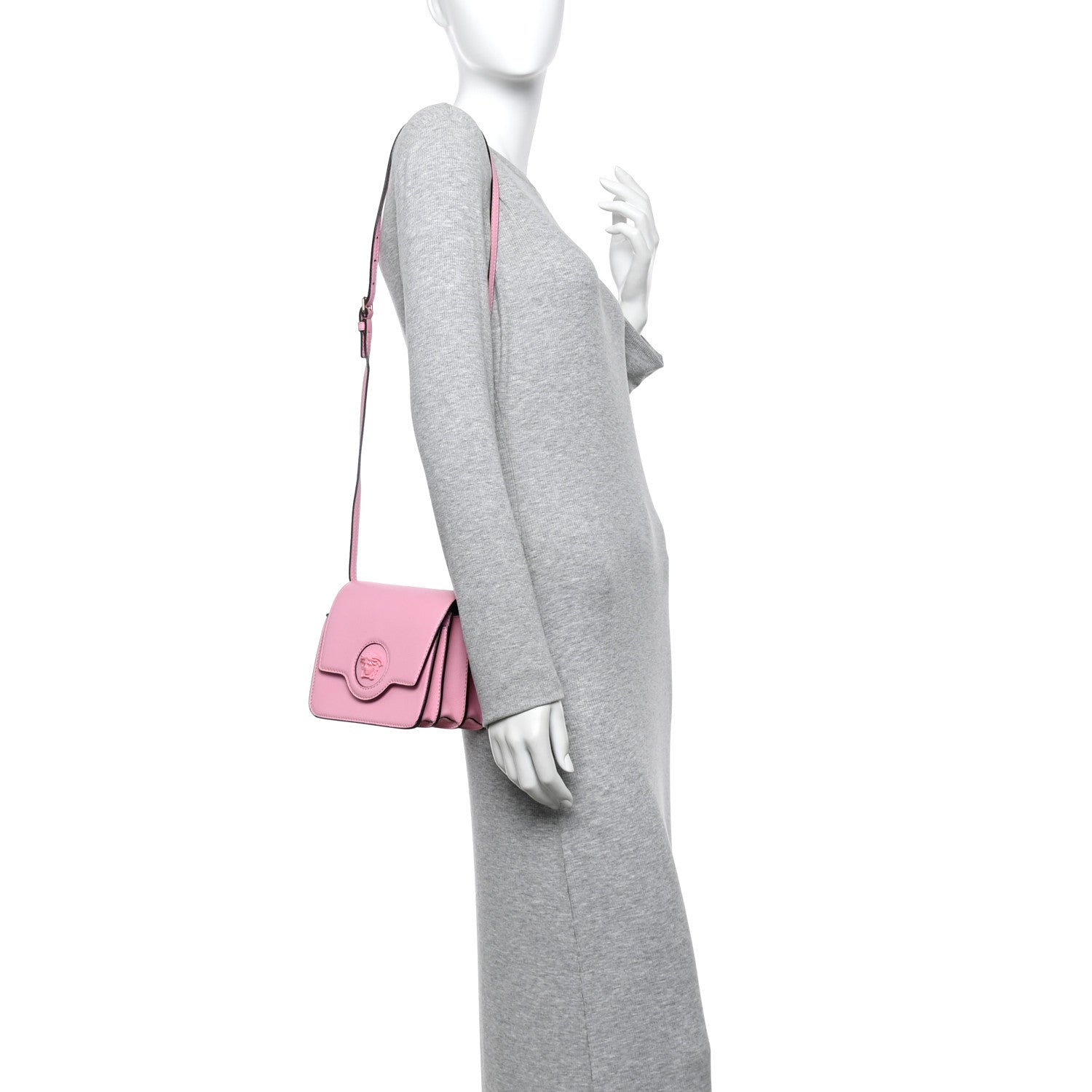 Versace Grained Calfskin La Medusa Flap Shoulder Bag Pink 2 of 11