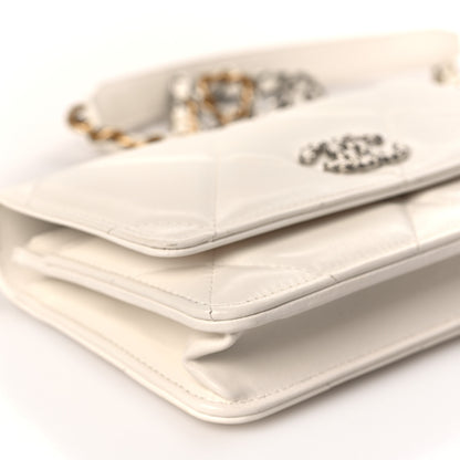 Chanel Lambskin Quilted Chanel 19 Wallet On Chain WOC White 9 of 10