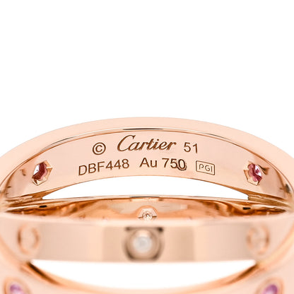 Cartier 18K Pink Gold Diamond Pink Sapphire LOVE Ring 51 5.75 4 of 4
