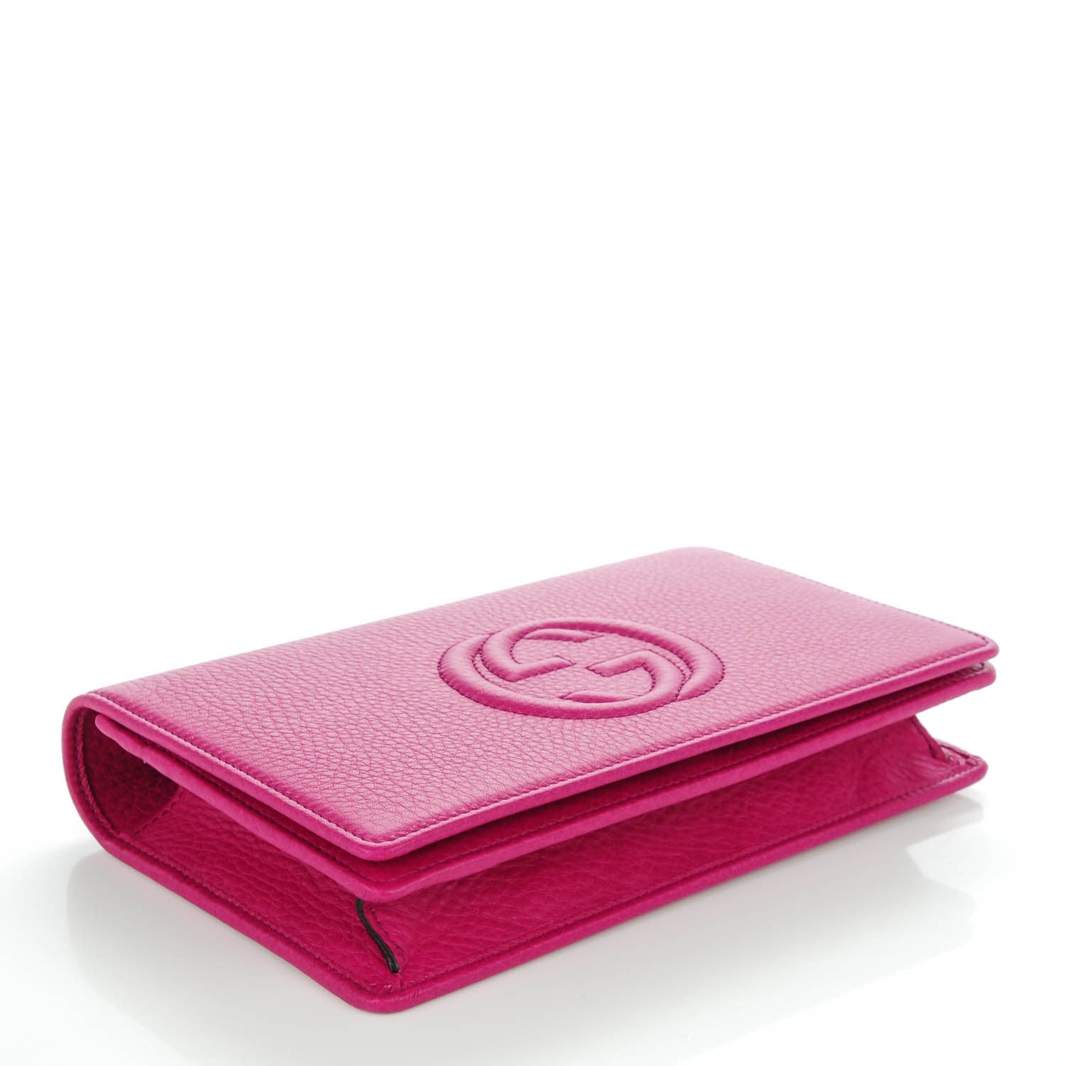 Gucci Pebbled Calfskin Soho Wallet on Chain Bright Bougainvillea 4 of 6