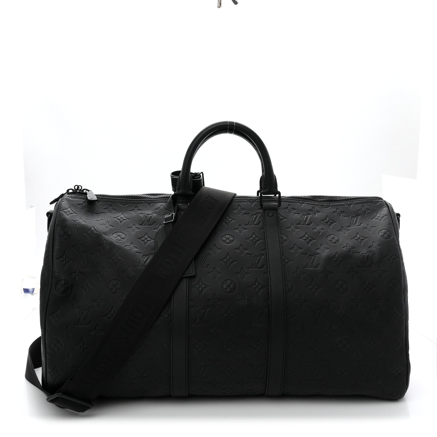 Louis Vuitton Calfskin Shadow Monogram Keepall Bandouliere 50 Black 1 of 8