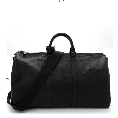 Louis Vuitton Calfskin Shadow Monogram Keepall Bandouliere 50 Black 1 of 8