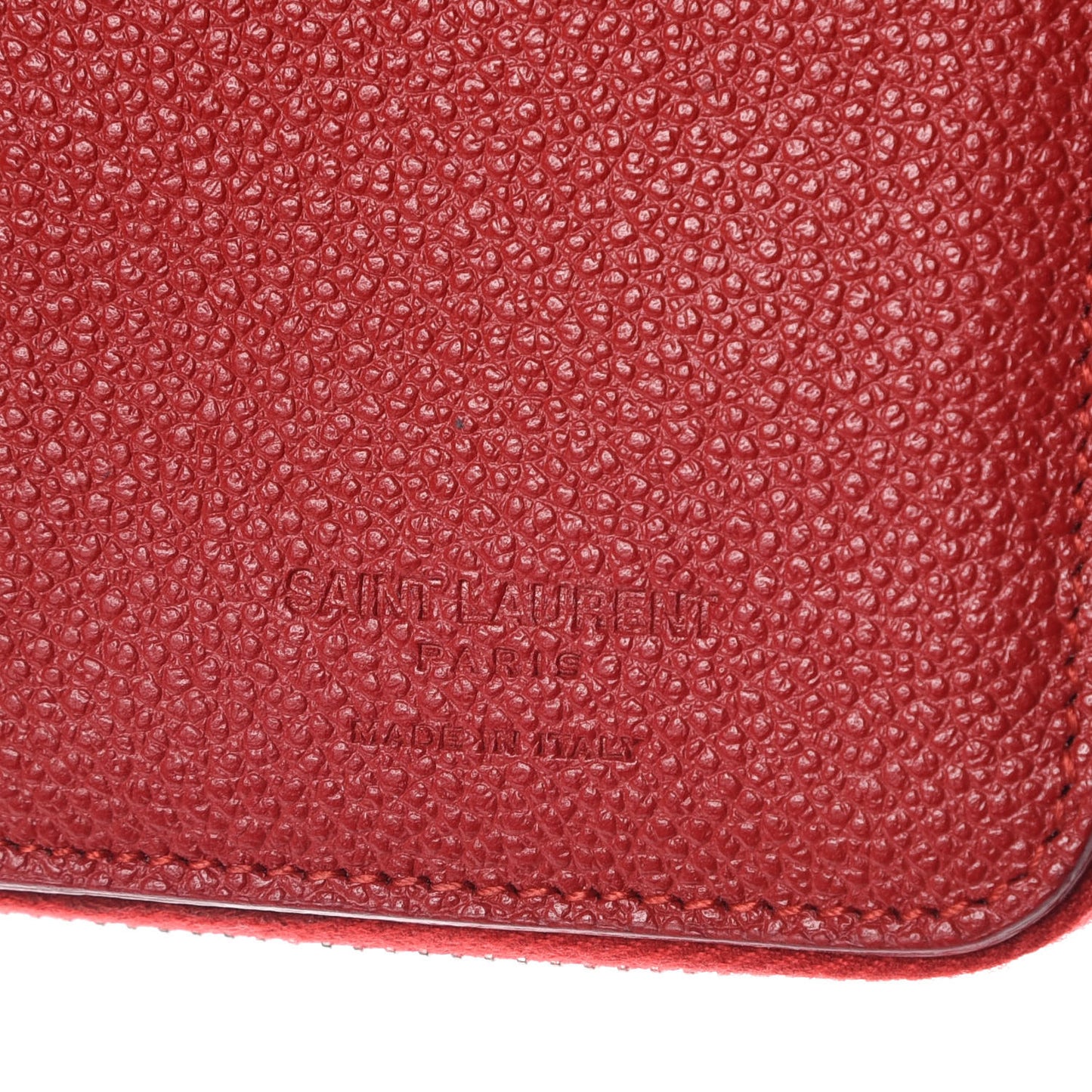 Grained Calfskin Rive Gauche Compact Zip Around Wallet Red