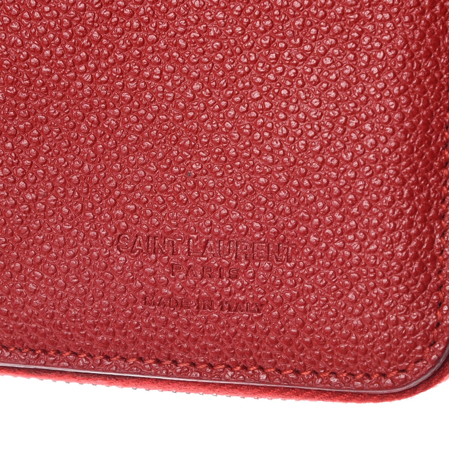 Saint Laurent Grained Calfskin Rive Gauche Compact Zip Around Wallet Red 9 of 10
