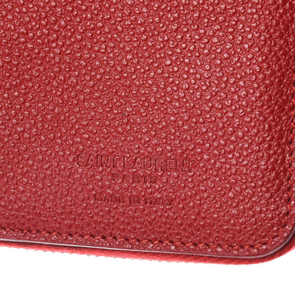 Saint Laurent Grained Calfskin Rive Gauche Compact Zip Around Wallet Red 9 of 10