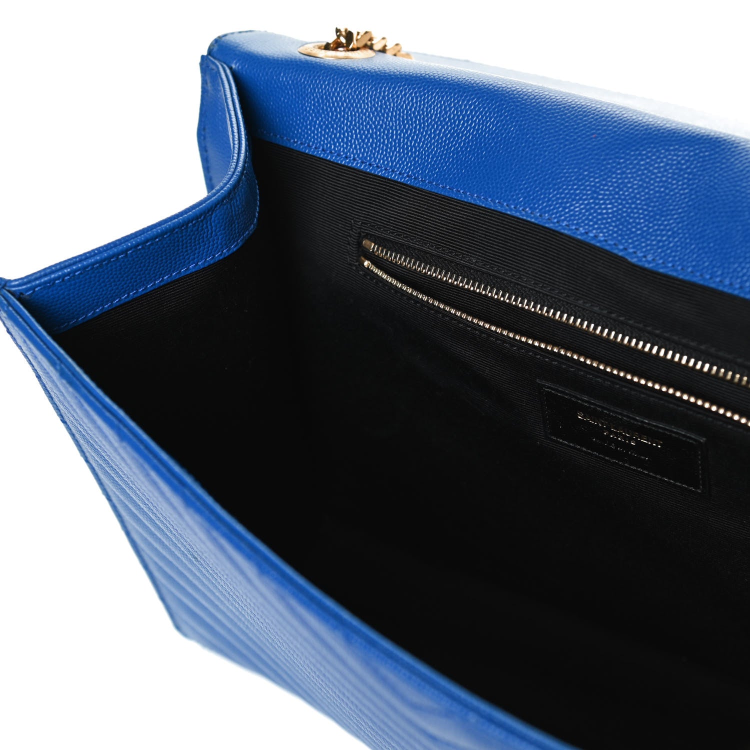 Saint Laurent Grain De Poudre Matelasse Chevron Large Monogram Satchel Blue Majorelle 16 of 16
