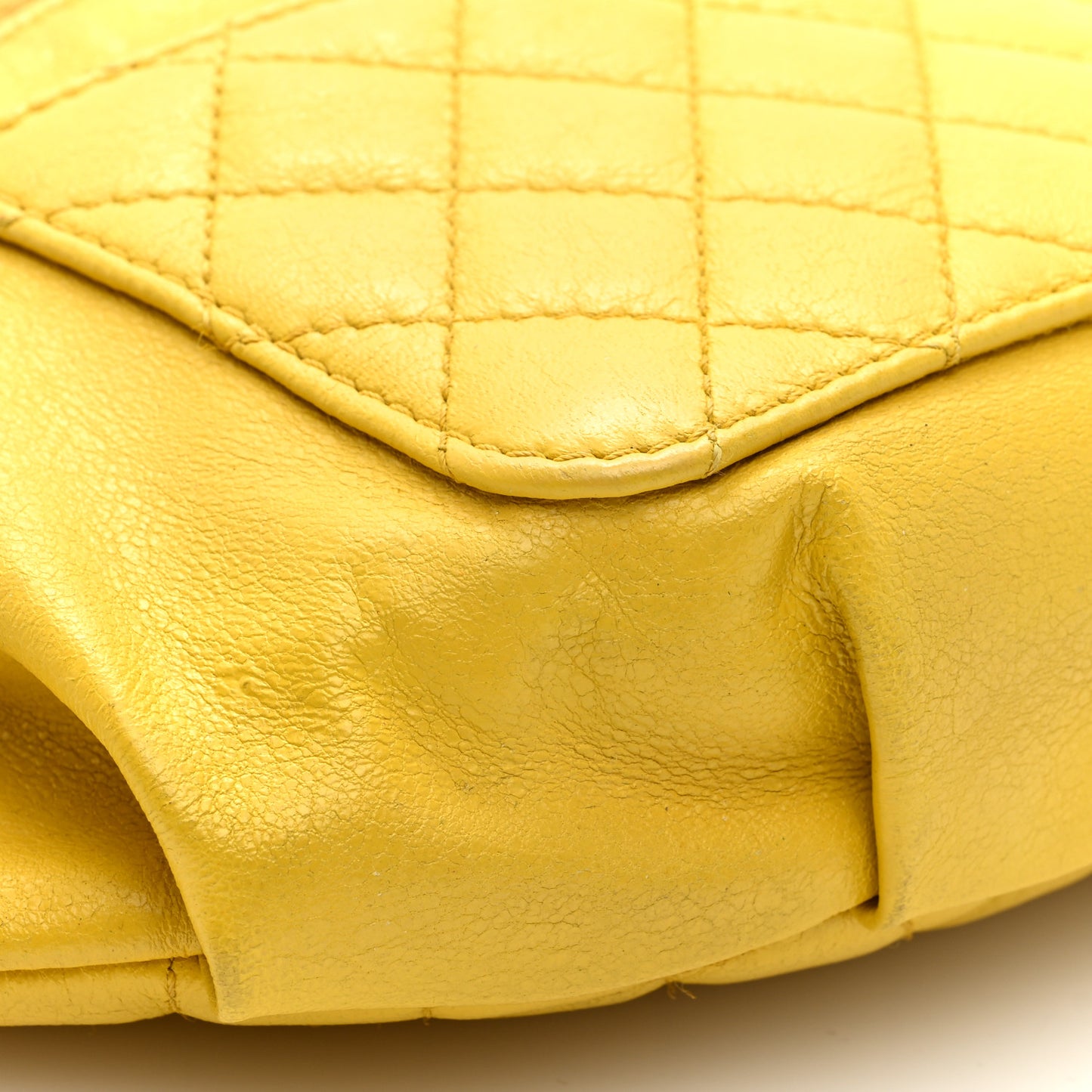 Crumpled Glazed Lambskin Quilted Waist Bag Fanny Pack Yellow