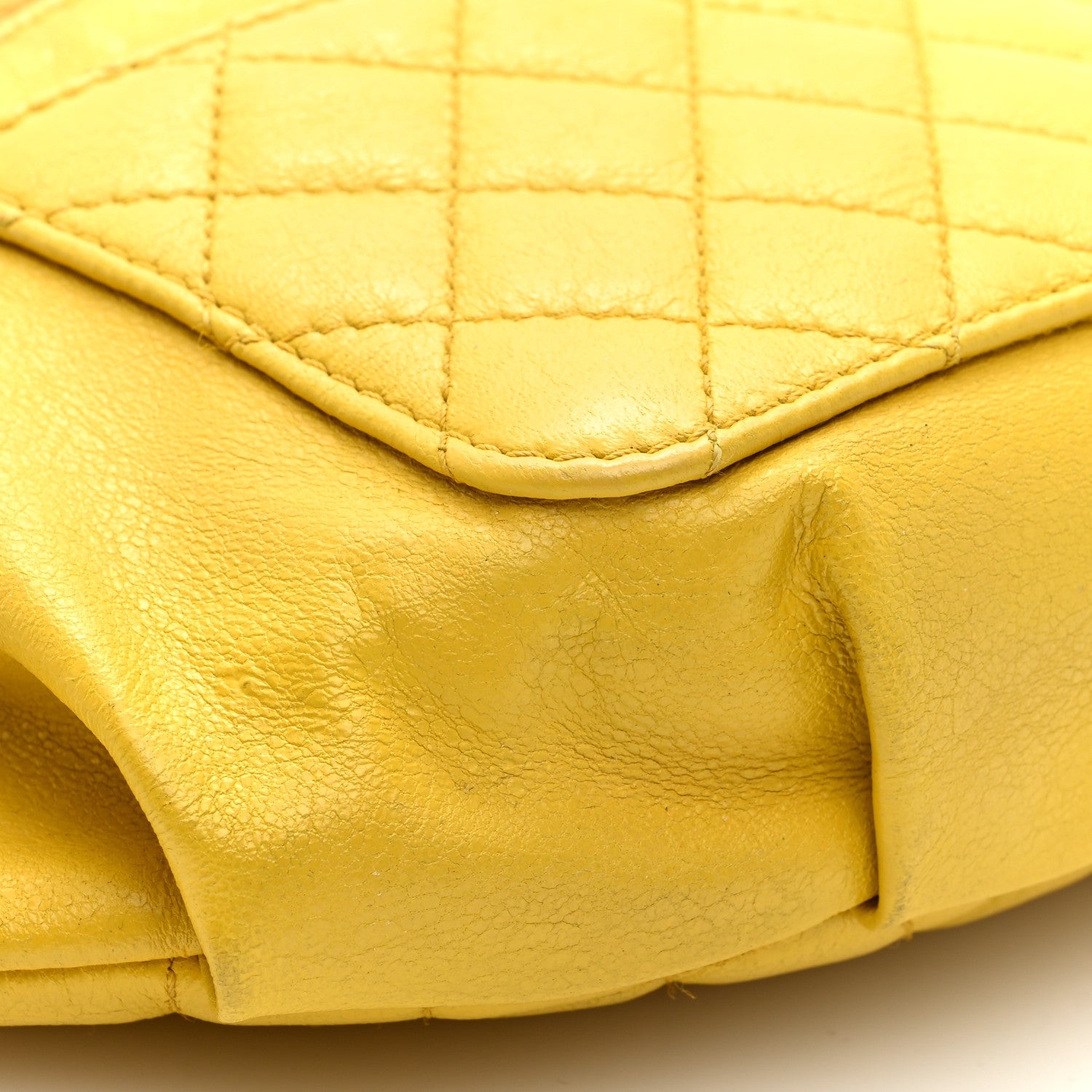 Chanel Crumpled Glazed Lambskin Quilted Waist Bag Fanny Pack Yellow 9 of 10