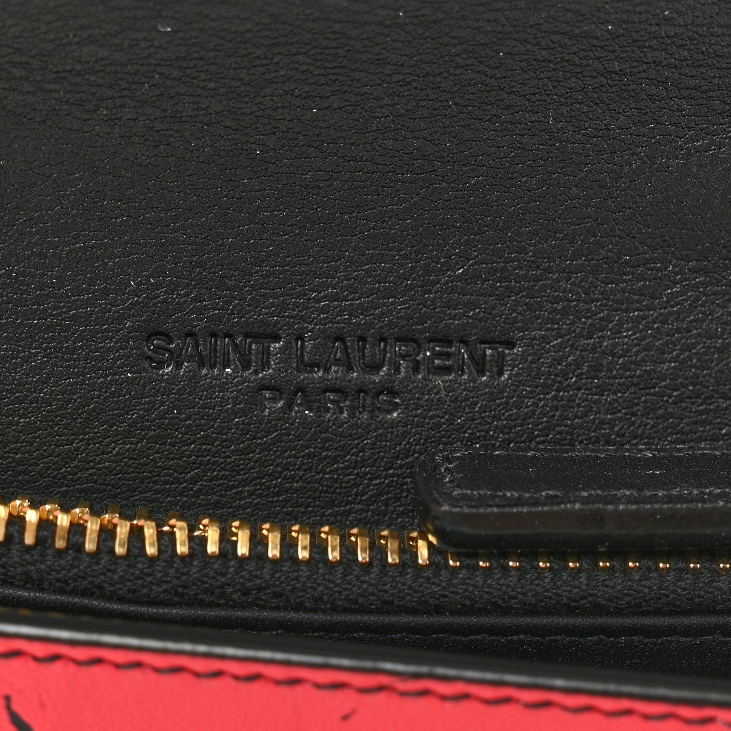 Saint Laurent Calfskin Monogram Tropical Print Chain Card Case Red Black 7 of 14