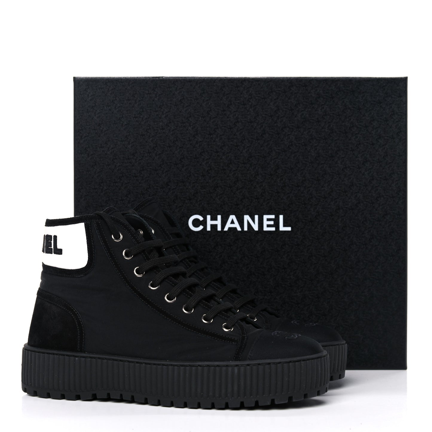 Fabric Suede Kidskin Grosgrain Lace Up Cap Toe Sneakers 38.5 Black White