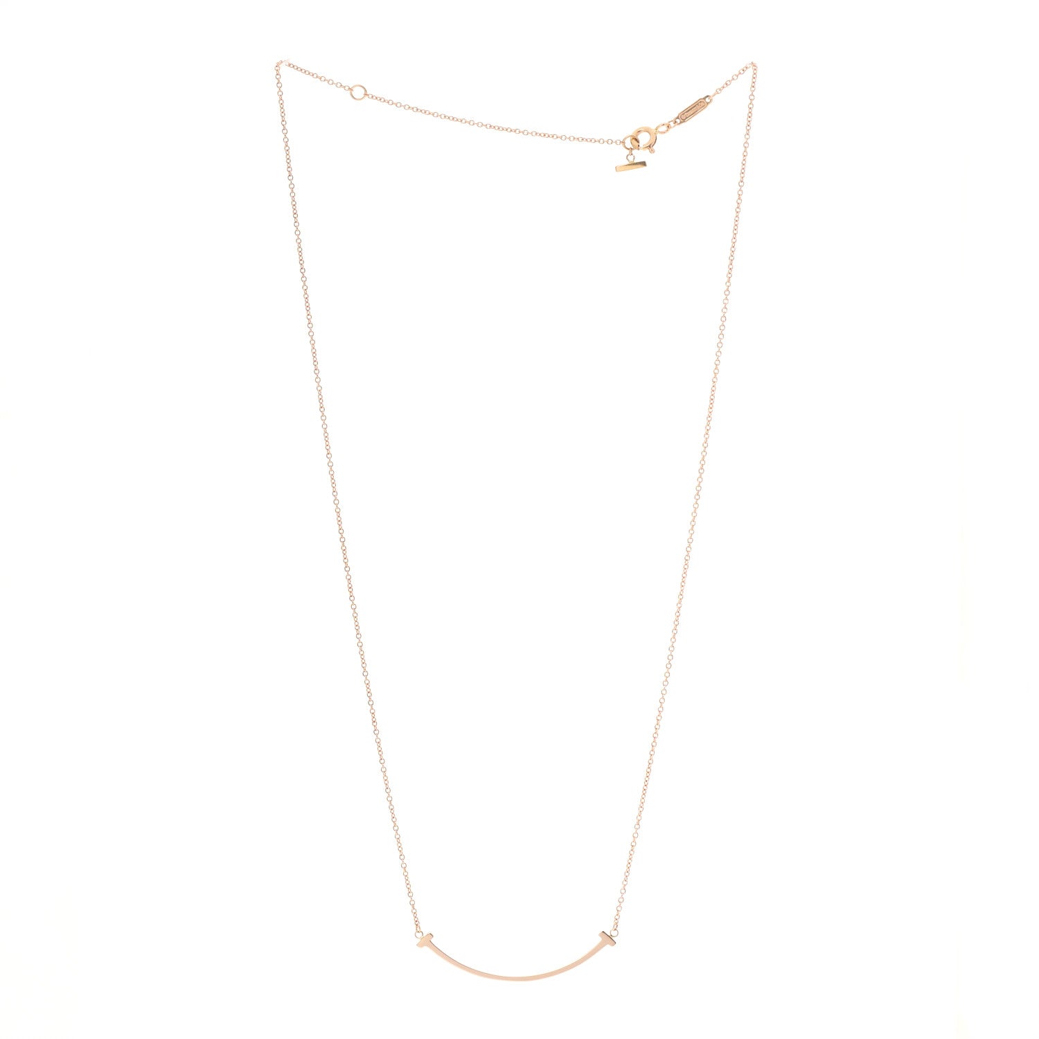 Tiffany 18K Rose Gold Small T Smile Pendant Necklace 3 of 6