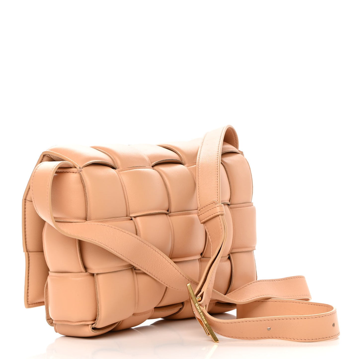 Nappa Maxi Intreccio Padded Cassette Crossbody Bag Almond