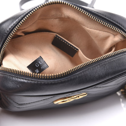 Gucci Calfskin Matelasse Mini GG Marmont Chain Shoulder Bag Black 6 of 13