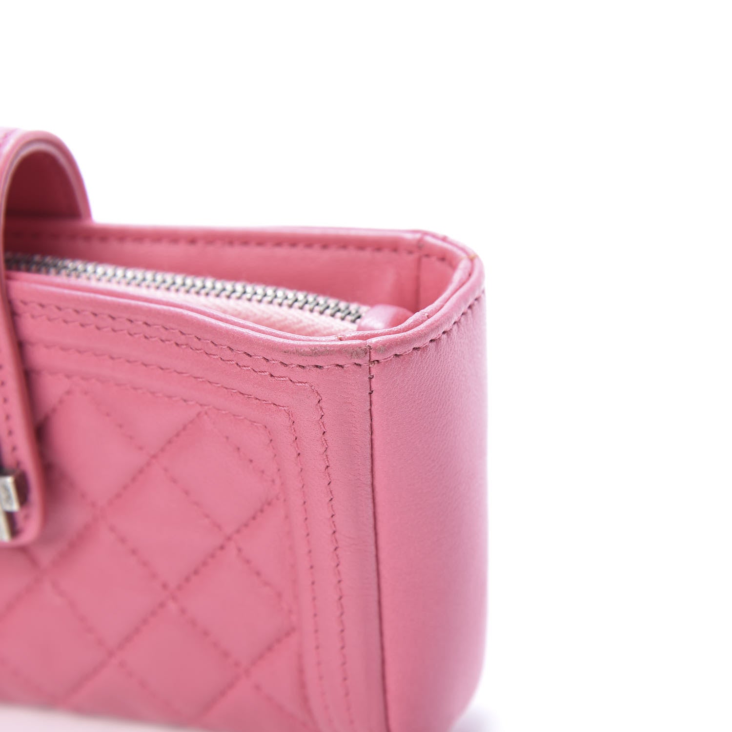 Chanel Lambskin Quilted Mini Boy Phone Holder Clutch Pink 9 of 11