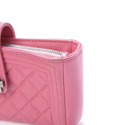 Chanel Lambskin Quilted Mini Boy Phone Holder Clutch Pink 9 of 11