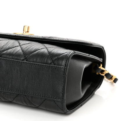 Chanel Crumpled Lambskin Quilted Mini CC Links Top Handle Flap Black 11 of 11