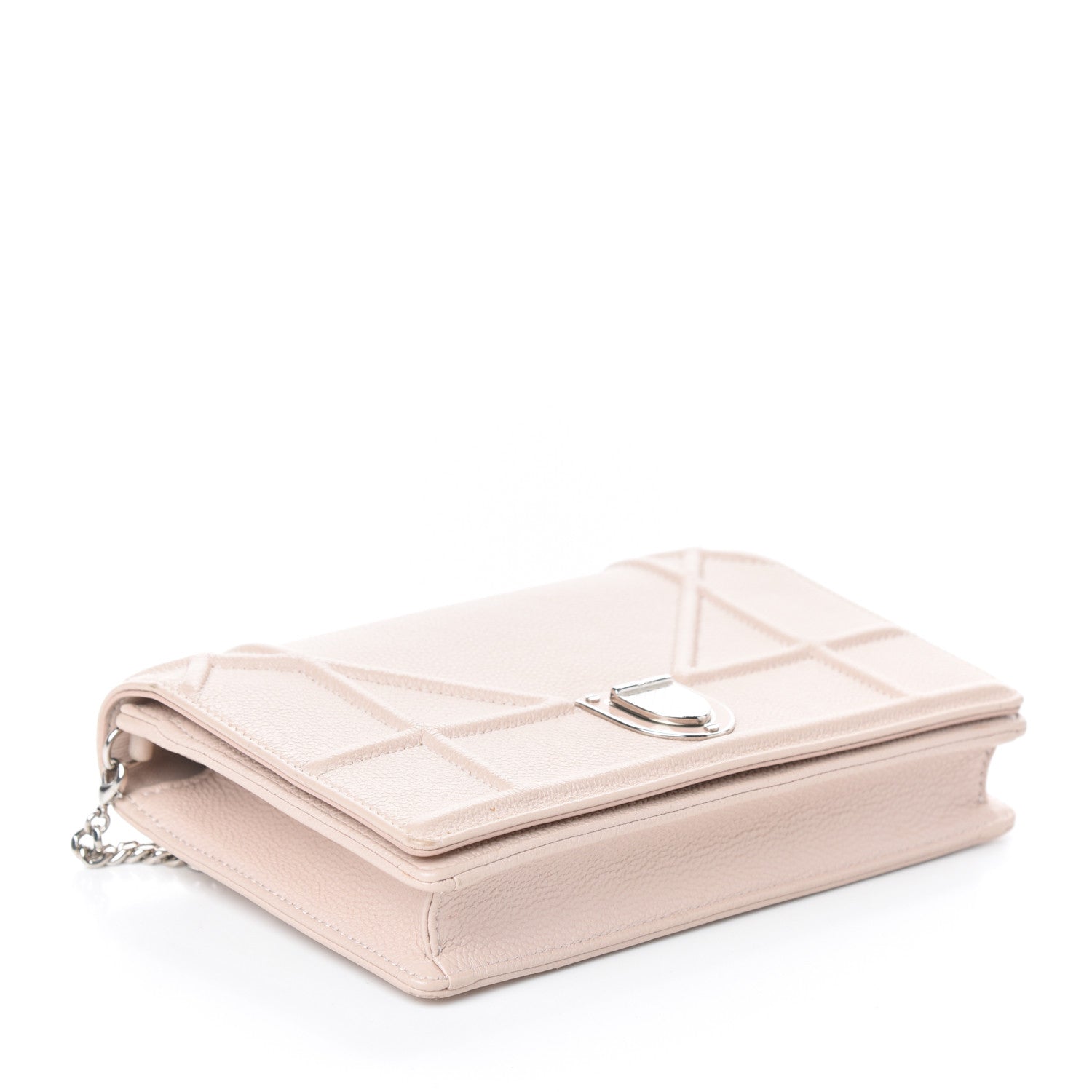 Christian Dior Grained Calfskin Diorama Wallet on Chain Pouch Nude 4 of 9
