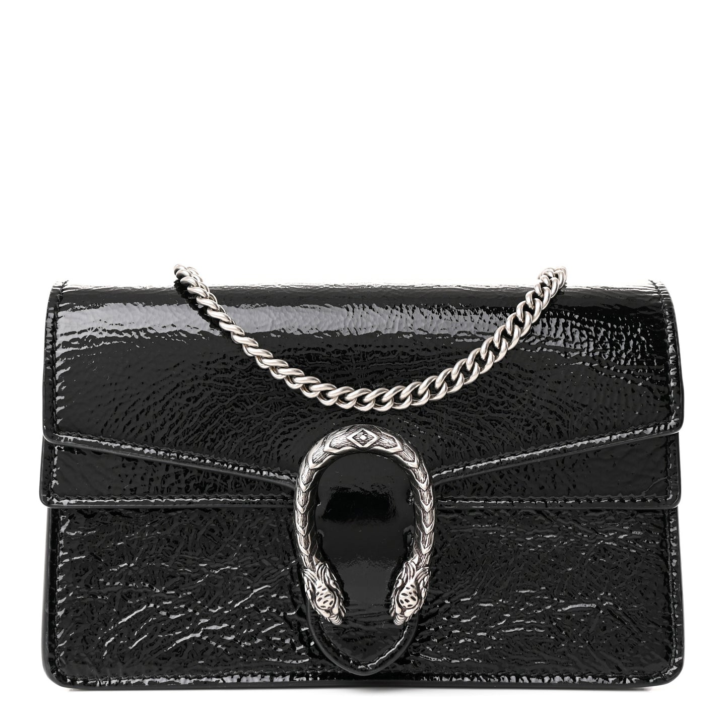 Crinkled Patent Super Mini Dionysus Shoulder Bag Black