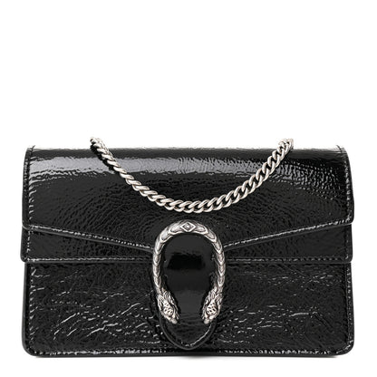 Gucci Crinkled Patent Super Mini Dionysus Shoulder Bag Black 1 of 11