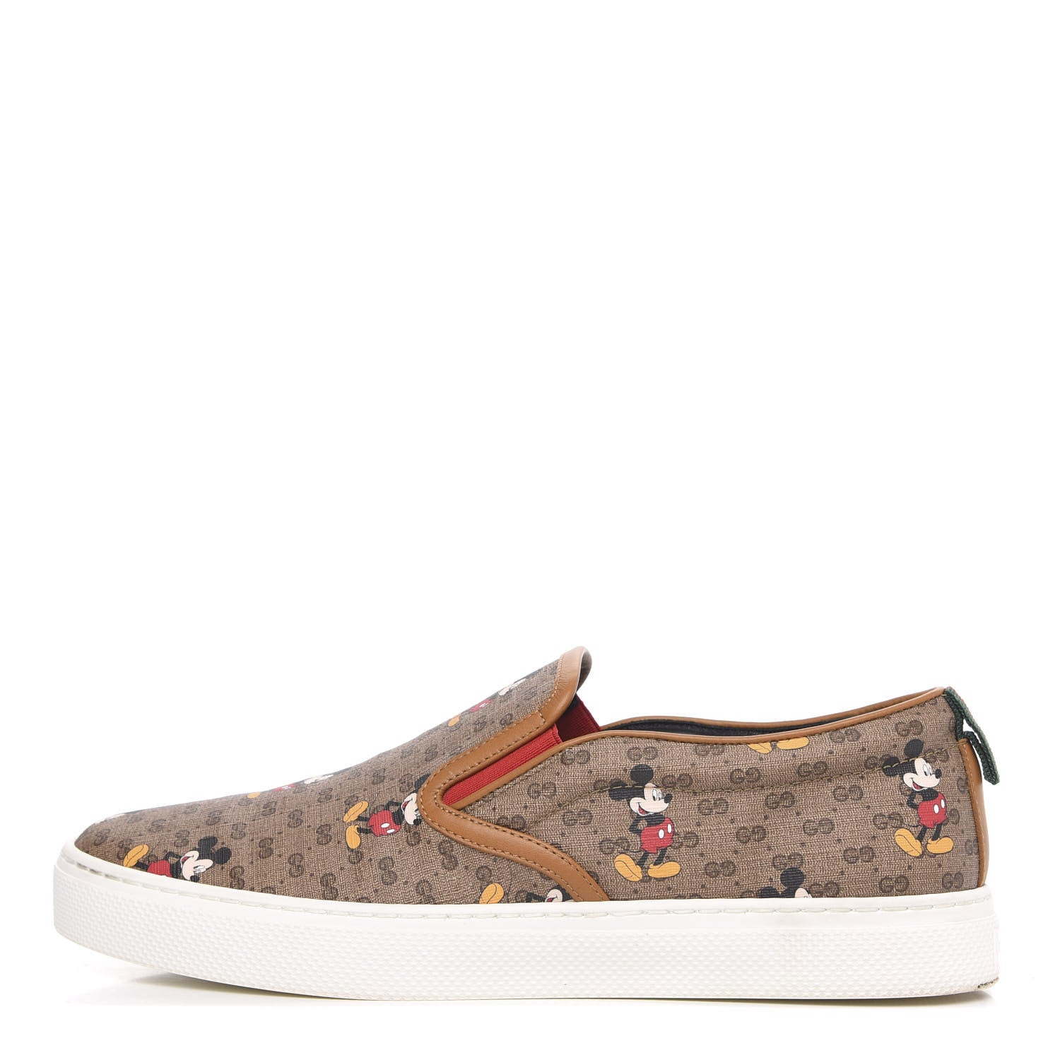 Gucci X DISNEY Mini Vintage GG Supreme Monogram Mickey Mouse Mens Slip-On Sneakers 8.5 Beige Vintage Sun Oil 1 of 8