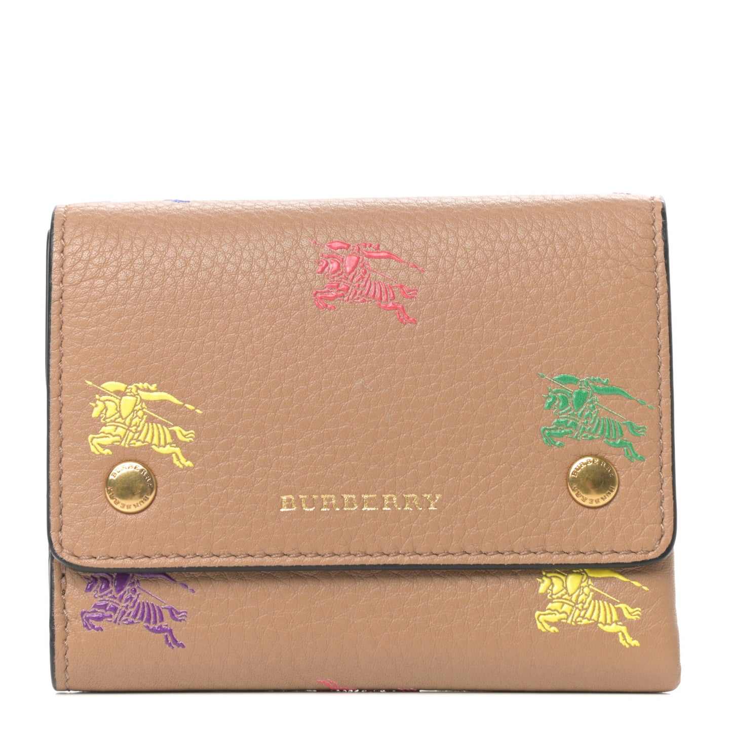 Grained Calfskin EKD Tri-Fold Compact Wallet Light Camel