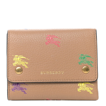 Burberry Grained Calfskin EKD Tri-Fold Compact Wallet Light Camel 1 of 6