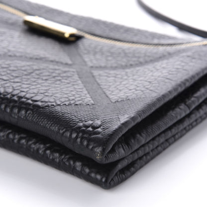 Burberry Signature Grain Calfskin Check Embossed Medium Balmoral Clutch Bag Black 7 of 9