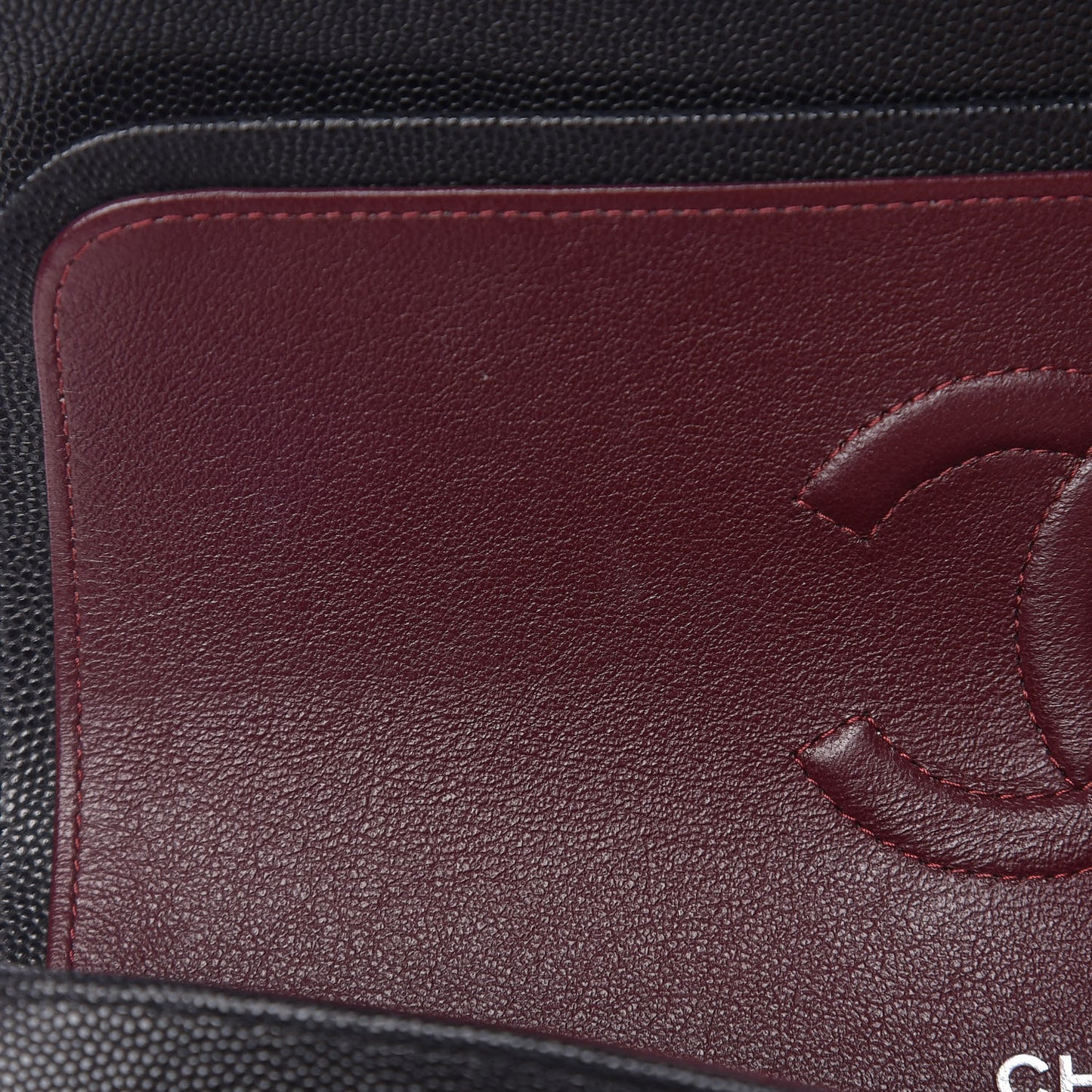 Caviar Chevron Quilted Medium Double Flap Black
