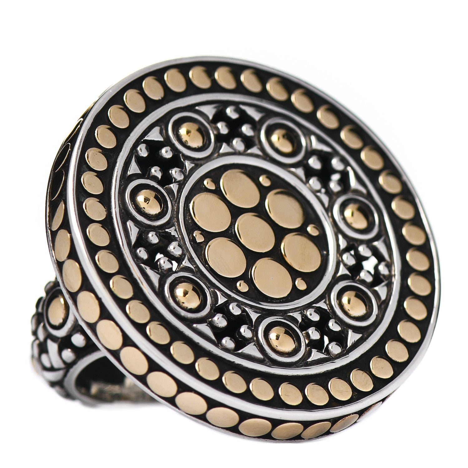 John Hardy Sterling Silver 18K Yellow Gold Jaisalmer Dot Ring 54 7 3 of 6