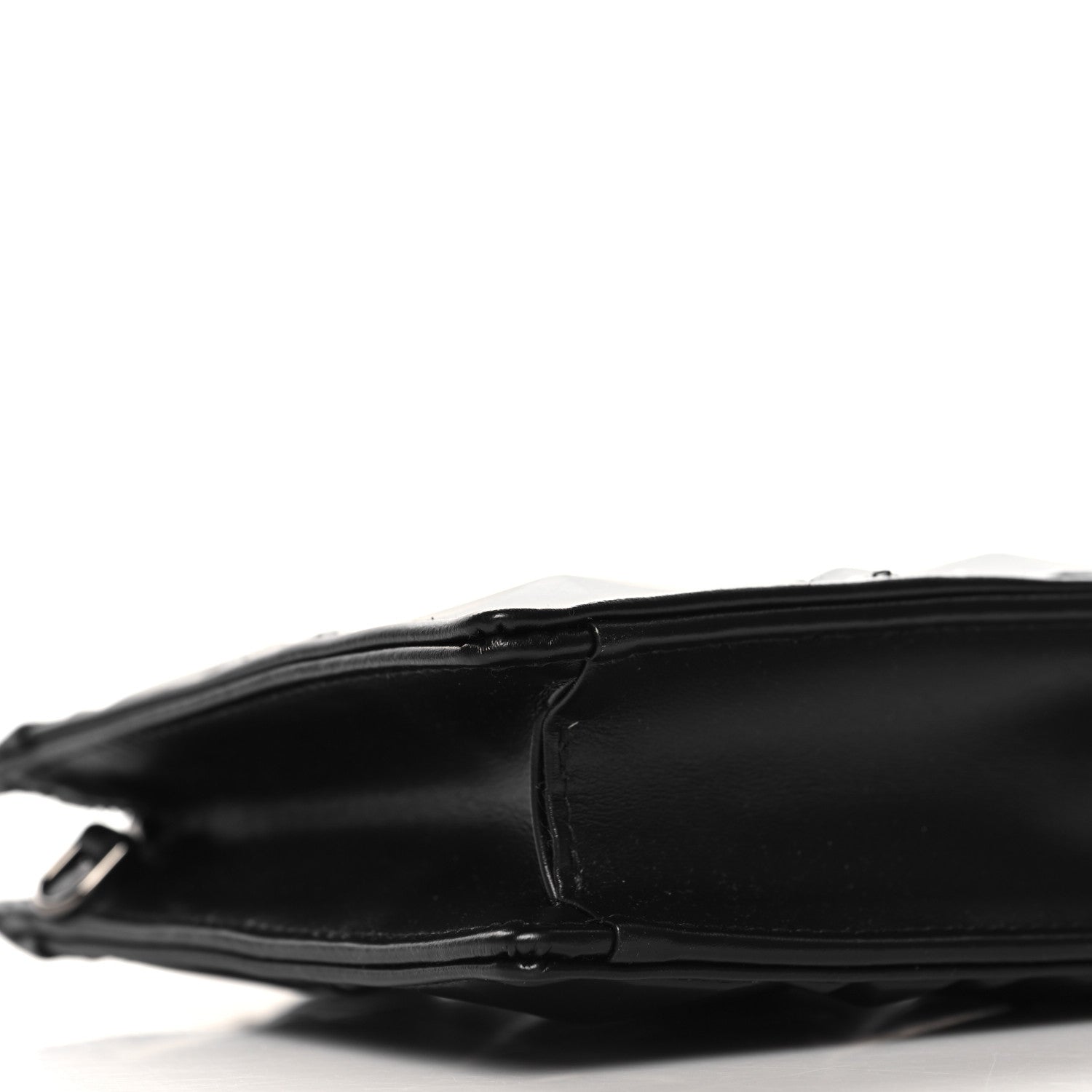 Christian Dior Calfskin Macrocannage Diamond Caro Zipped Pouch With Chain Black 8 of 9