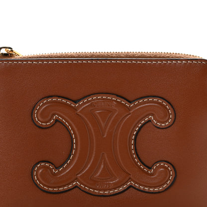 Celine Smooth Calfskin Cuir Triomphe Coin and Card Pouch With Hook Tan 6 of 11