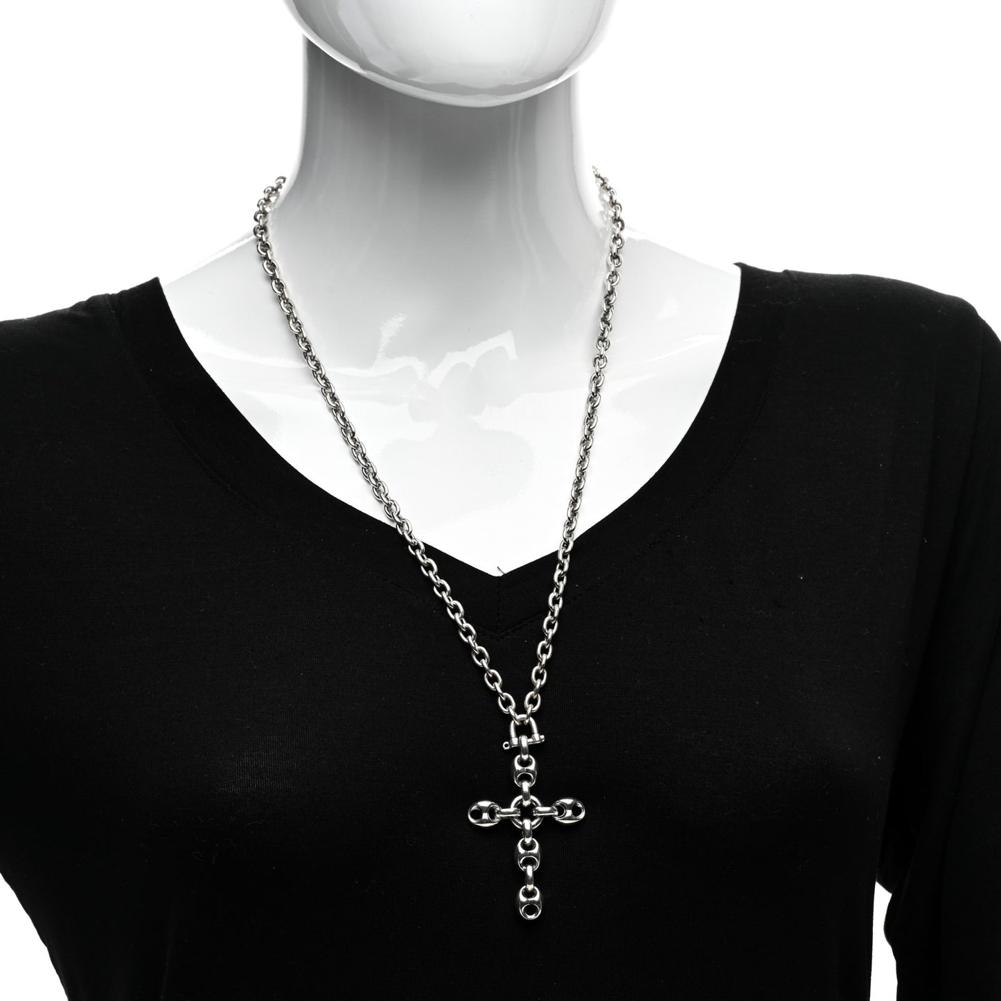 Sterling Silver Marina Link Cross Pendant Necklace