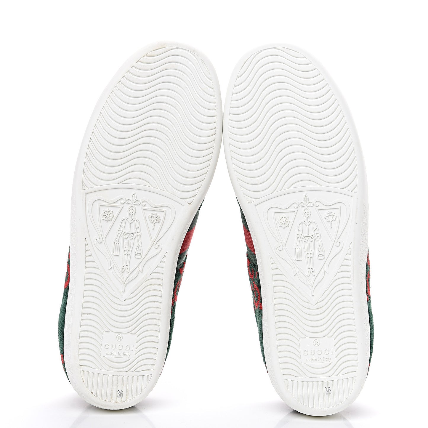Terry Cloth GG Monogram Web Womens Ace Sneakers 36 Green Red