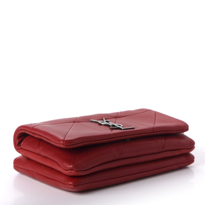 Saint Laurent Lambskin Patchwork Monogram Jamie Chain Wallet Red 4 of 9