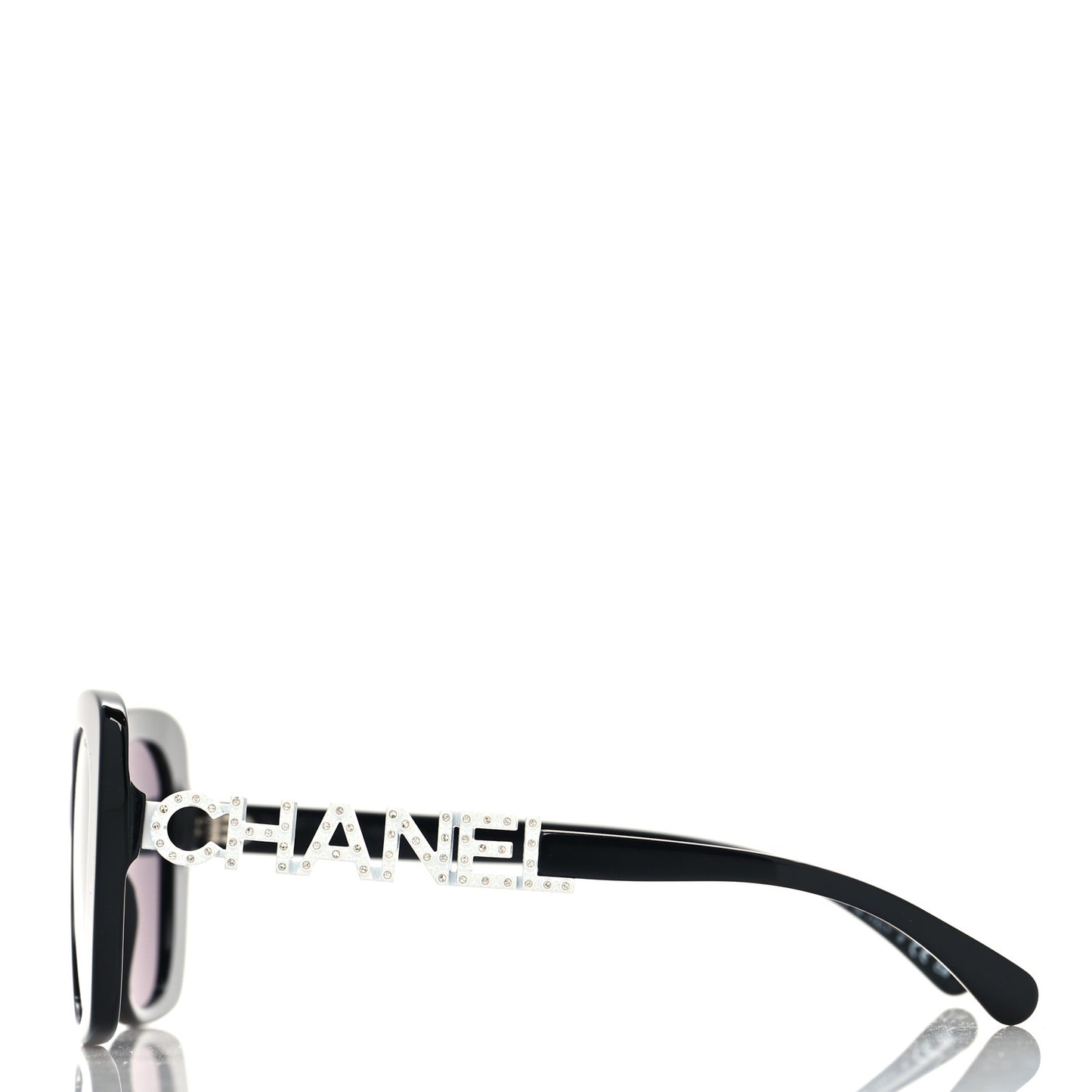 Acetate Strass Square Sunglasses 5422-B Black White