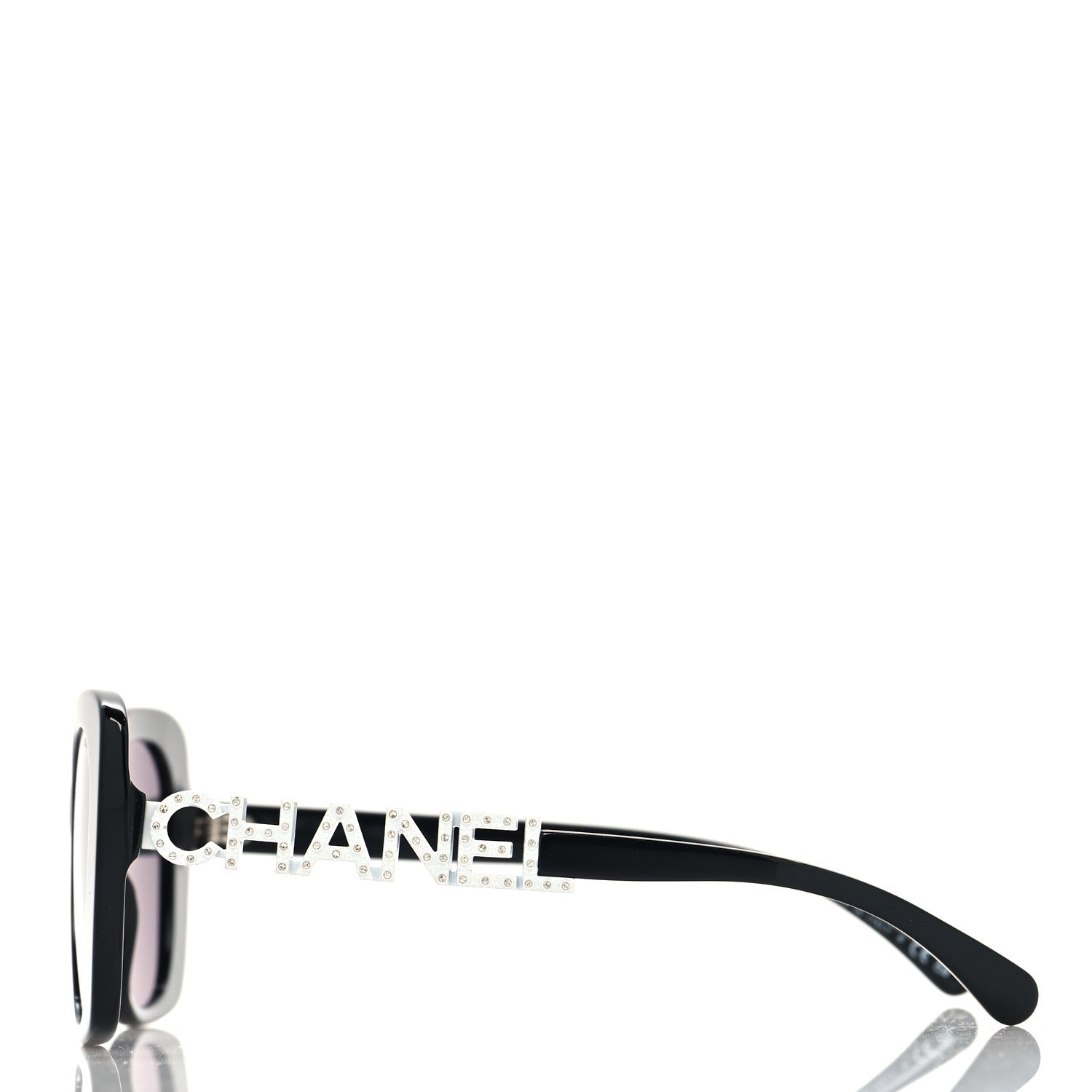 Chanel Acetate Strass Square Sunglasses 5422-B Black White 3 of 8